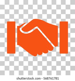 Handshake icon. Vector illustration style is flat iconic symbol, orange color, transparent background. Designed for web and software interfaces.