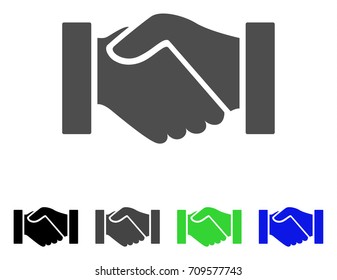 Handshake icon. Vector illustration style is a flat iconic handshake symbol with black, gray, green, blue color variants. Designed for web and software interfaces.