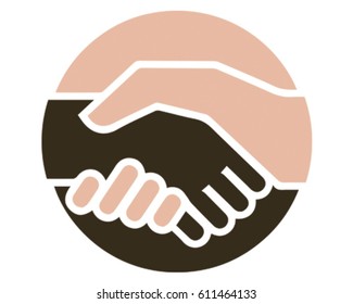  Handshake Icon. Vector Illustration of two business people shaking hands in agreement.