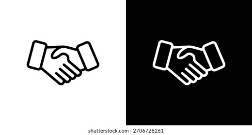 Handshake icon. Vector linear icon isolated in black and white