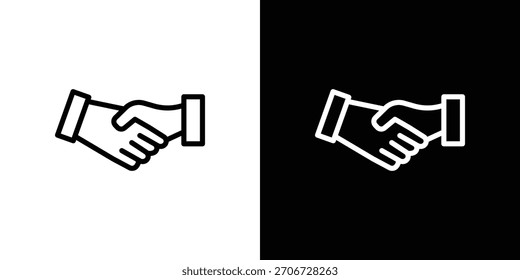 Handshake icon. Vector linear icon isolated in black and white