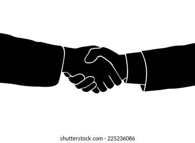 Handshake Icon Vector Silhouette Black Business Hands Shake Over White Background