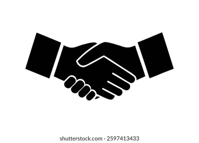 Handshake icon vector silhouette on white background