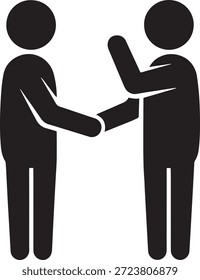 Handshake-Symbolvektor. Zwei Leute, die Hand schütteln, Silhouette. Geschäftsabschluss, Partnerschaft und Vertragssymbol. Symbol für Begegnung, Freundschaft und Zusammenarbeit.