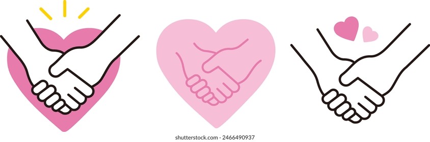 Handshake icon. welfare. love. heart.