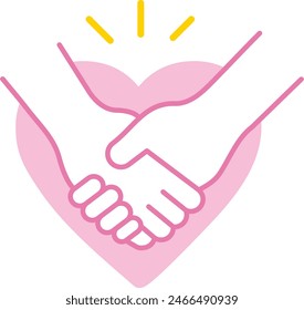 Handshake icon. welfare. love. heart.