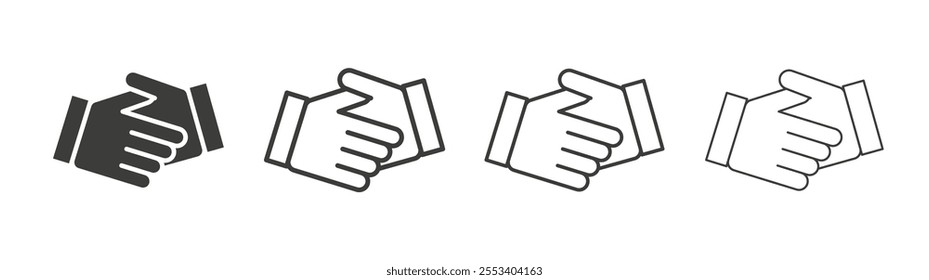 Handshake icons collection. vector set in black color