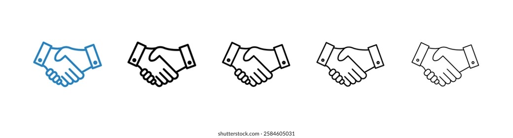 Handshake icons in five different stroke sizes