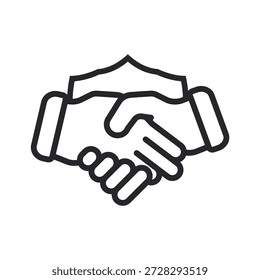 contorno de los iconos del apretón de manos y estilo plano, fondo transparente