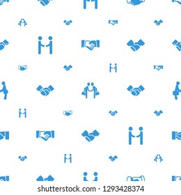 handshake icons pattern seamless white background. Included editable filled businessman shaking hands, shaking hands icons. handshake icons for web and mobile.