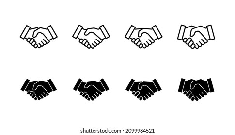Handshake icons set. business handshake sign and symbol. contact agreement