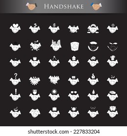 Handshake Icons Set - Isolated On Black Background - Vector Illustration, Graphic Design Editable For Your Design 