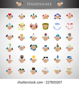 Handshake Icons Set - Isolated On Gray Background - Vector Illustration, Graphic Design Editable For Your Design 