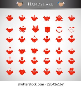 Handshake Icons Set - Isolated On Gray Background - Vector Illustration, Graphic Design Editable For Your Design 
