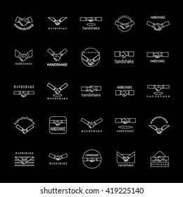 Handshake Icons Set - Isolated On Black Background - Vector Illustration, Graphic Design