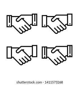 Handshake icons set. Simple design. Line vector. Isolate on white background.