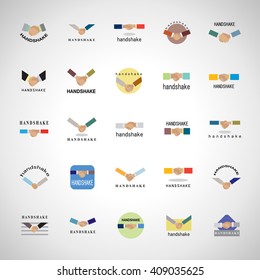 Handshake Icons Set-Isolated On Gray Background-Vector Illustration,Graphic Design