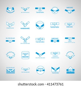 Handshake Icons Set-Isolated On Gray Background-Vector Illustration,Graphic Design