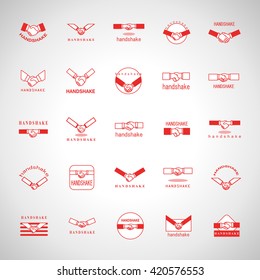 Handshake Icons Set-Isolated On Gray Background-Vector Illustration,Graphic Design