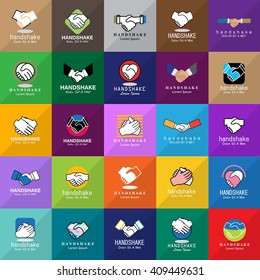 Handshake Icons Set-Isolated On Mosaic Background-Vector Illustration,Graphic Design
