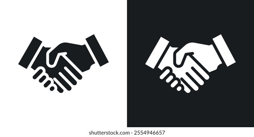 Handshake icons in solid black and white colors
