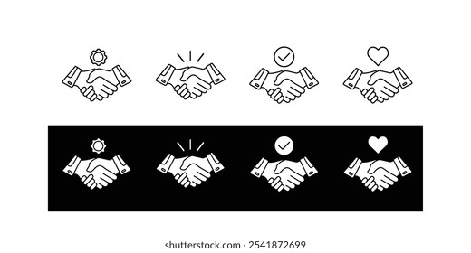 Handshake icons symbols for a cordial handshake and business deal partnership agreement icon 