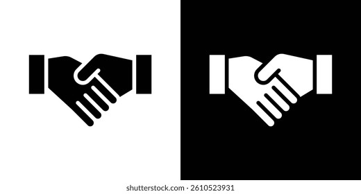 Handshake icons vector set in solid flat style