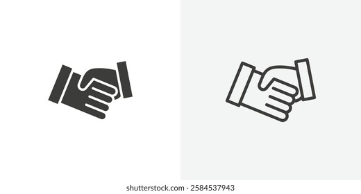 Handshake icons vectors illustrations in black fill and liner versions