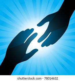 Handshake. Illustration on an abstract blue background
