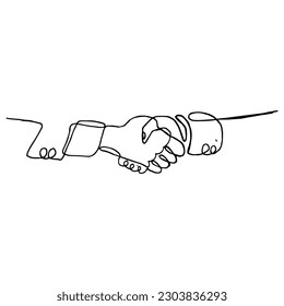 handshake illustration, One continuous single line hand 