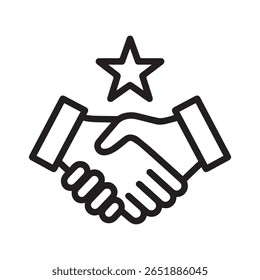 Handshake Inside Star Shape Vector Illustration