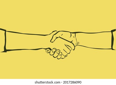 Handshake Isolated Line art. Editable Clip Art.