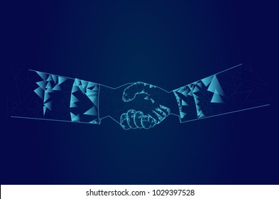 Handshake isolated on blue background. For web site,poster,placard and greeting card. Useful for contract agreement and presentation material. Creative art concept, vector illustration eps 10