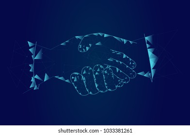 Handshake isolated on blue background. For web site,poster,placard and greeting card. Useful for contract agreement and presentation material. Creative art concept, vector illustration eps 10