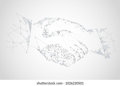 Handshake isolated on gray background. For web site,poster,placard and greeting card. Useful for contract agreement and presentation material. Creative art concept, vector illustration eps 10