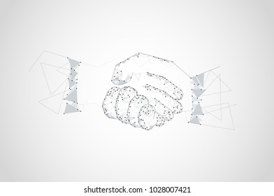Handshake isolated on gray background. For web site,poster,placard and greeting card. Useful for contract agreement and presentation material. Creative art concept, vector illustration eps 10