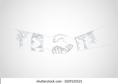 Handshake isolated on gray background. For web site,poster,placard and greeting card. Useful for contract agreement and presentation material. Creative art concept, vector illustration eps 10