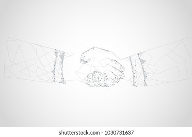 Handshake isolated on gray background. For web site,poster,placard and greeting card. Useful for contract agreement and presentation material. Creative art concept, vector illustration eps 10