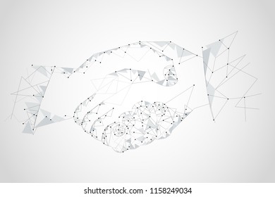 Handshake isolated on gray background. Handshake for web site,poster,placard and greeting card. Useful for contract agreement and presentation material. Creative art concept, vector illustration