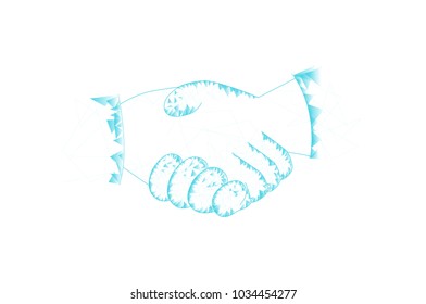 Handshake isolated on white background. For web site,poster,placard and greeting card. Useful for contract agreement and presentation material. Creative art concept, vector illustration eps 10