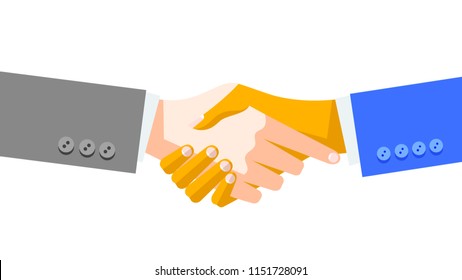 Handshake isolated on white background. Businessmen shake hands. Business partners make a deal. Vector illustration