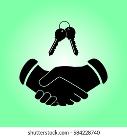 Handshake and the keys vector icon