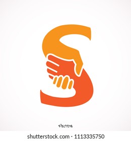 HandShake  in Letter S Concept.