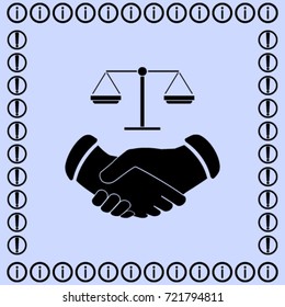 Handshake and libra icon, justice vector illustration