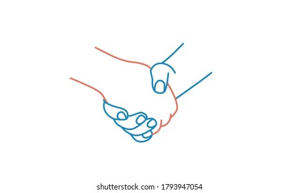 Handshake. Line drawing vector illustration.