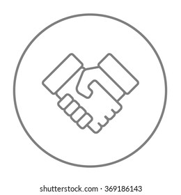 Icono de línea de apretón de manos.
