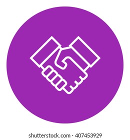Handshake line icon.