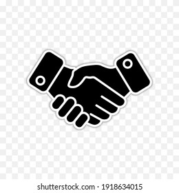  Handshake line icon in black. High quality linear isolated sign with shadow. From finance collection flat trendy handshake symbol. For web, app, ui ux, mobile. Business concept. Vector EPS 10