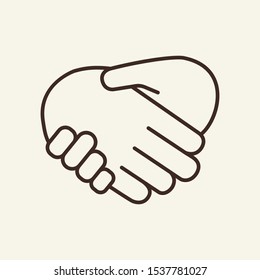 Handshake line icon. Hand, shaking, greeting. Gesturing concept. Vector illustration can be used for topics like communication, hand signals, miming