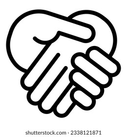 Handshake line icon. One hand support another one outline style pictogram on white background. Partnership or Successful deal for mobile concept and web design. Vector graphics